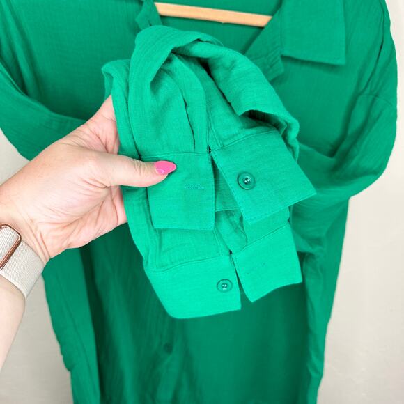 NWOT Amazon Two Piece Long Sleeve Button Down Shirt and Shorts Matching Set Lg - Picture 6 of 16